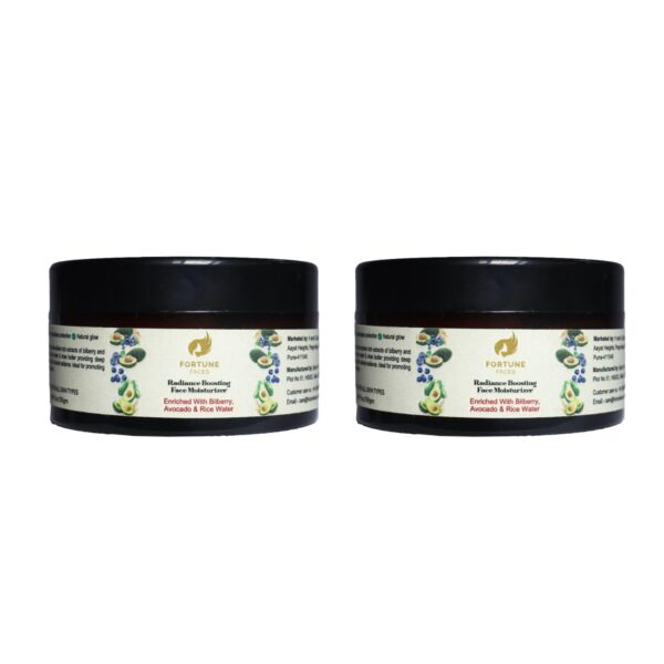 Fortune Faces Radiance Boosting Face Moisturizer | Enriched with Bilberry, Avocado & Rice Water | For Deep Hydration & Youthful Glow |Suitable for All Skin Types | Women & Men | Pack of 2 (100 gm)