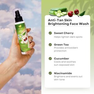 Fortune Faces Hydrating Anti-tan Skin Brightening Face Wash | Infused With Sweet Cherry, Green Tea & Cucumber | Gentle Cleansing With Natural Glow | Suitable for All Skin Types | Women and Men | Pack of 2 (200ml)