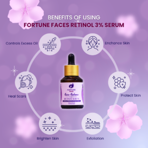 Fortune Faces Retinol 3% Serum, Anti-Aging Face Treatment with Hyaluronic Acid, Niacinamide & Bakuchiol, 30ml
