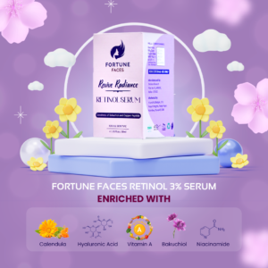 Fortune Faces Retinol 3% Serum, Anti-Aging Face Treatment with Hyaluronic Acid, Niacinamide & Bakuchiol, 30ml