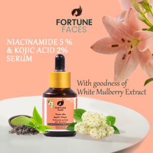 Fortune Faces Niacinamide 5% & Kojic Acid 2% Face Serum with White Mulberry Extract – Brightening & Dark Spot Remover for Even Tone, Acne Scars, Oil Control & Smooth Skin – 30ml